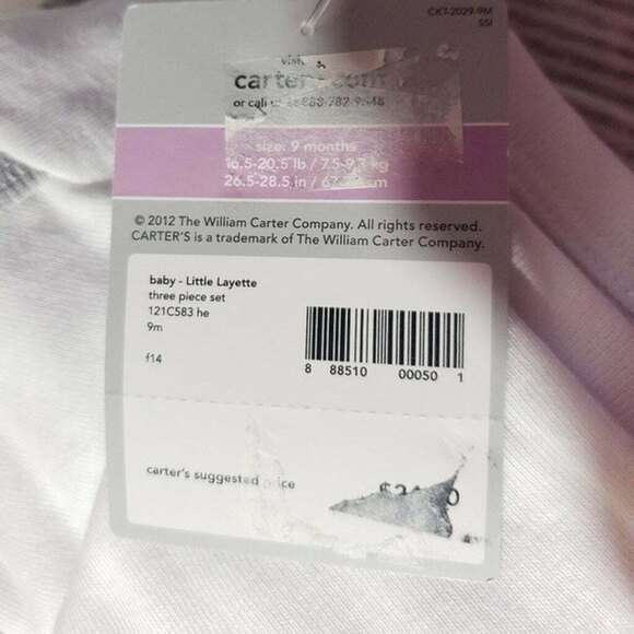Carter's Baby Boy 3 PC Set 9 Months Bodysuits Pants Gray NWT - Picture 7 of 8